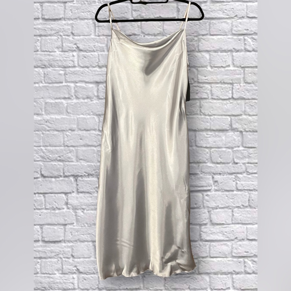 Silver Cowl Neck Slip Dress BEBE
